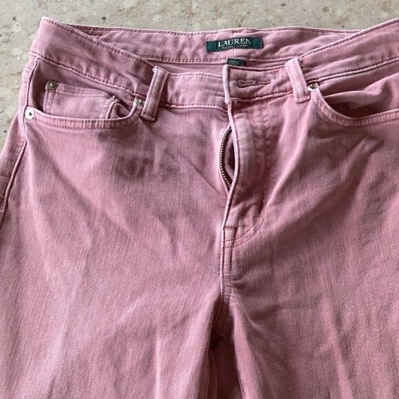 Vintage Lauren Ralph Lauren cropped raw edge hem Barbiecore ankle jeans 6 pink - Picture 7 of 14